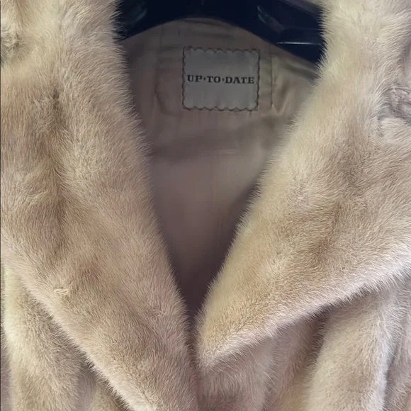 Mink and Leather Jacket ~ Cream Color Size 10/12 Vintage EUC
